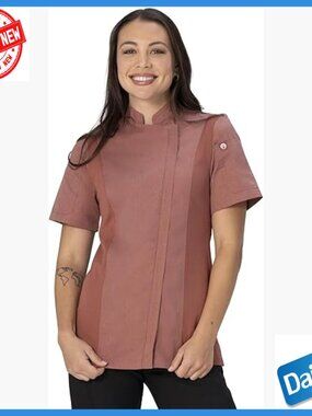 Women's Chef Coat Medium Polycotton Lightweight Zipper Short Sleeve